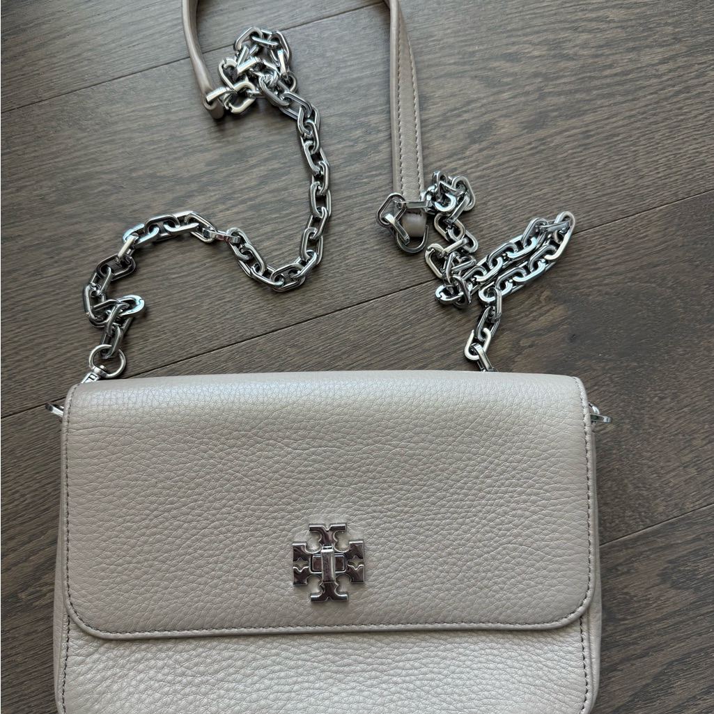 Tory Burch Gray Crossbody Bag With Silver Chain